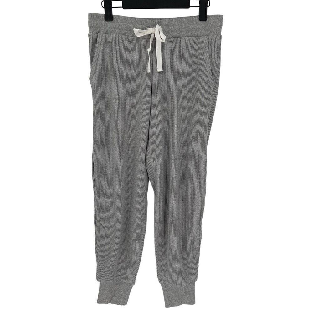 Style & Co Ribbed Knit Jogger Pants Drawstring Women Medium Light Grey Heather‎